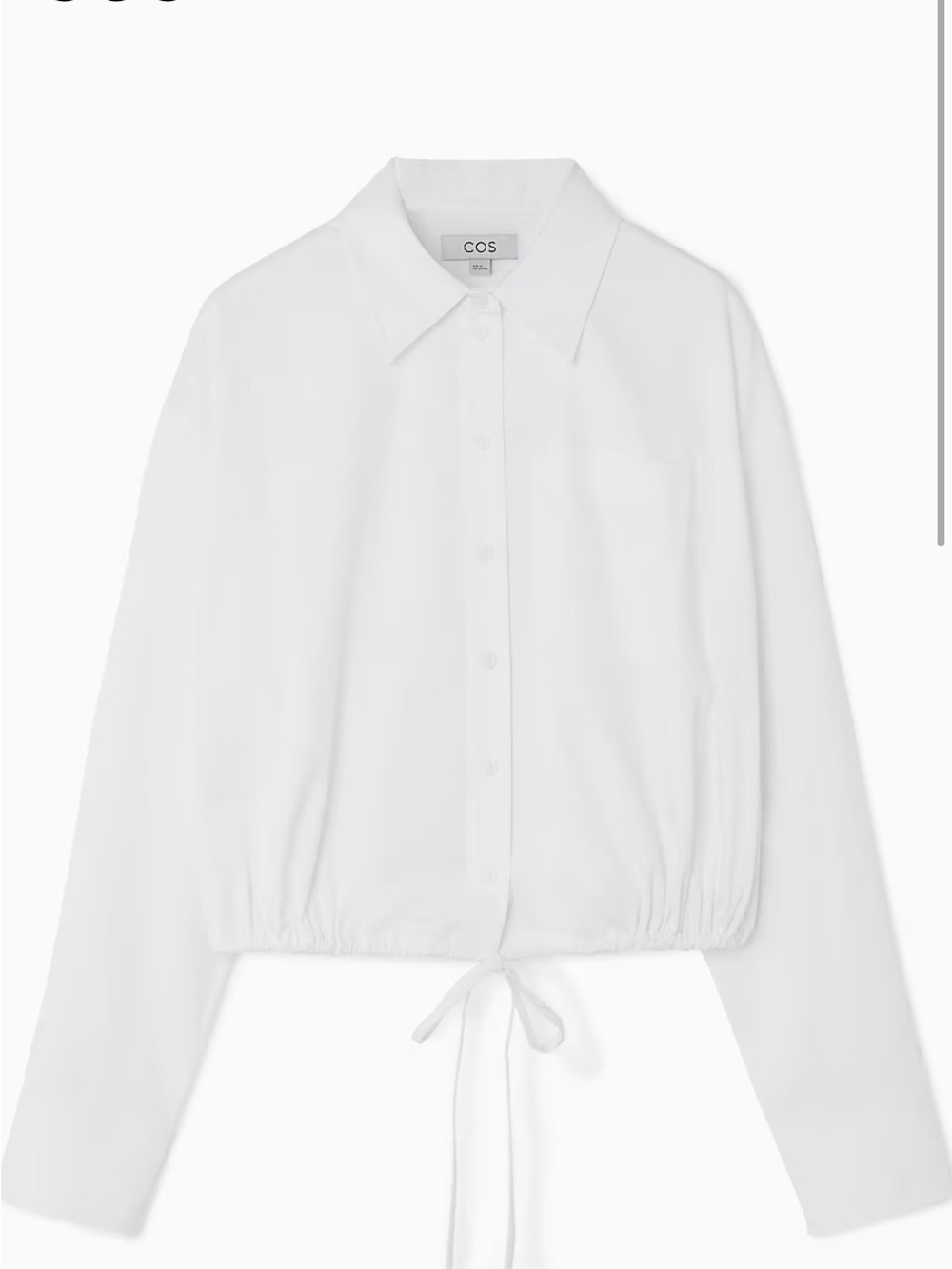 COS Oversized Tie-Detail Cropped Shirt - White